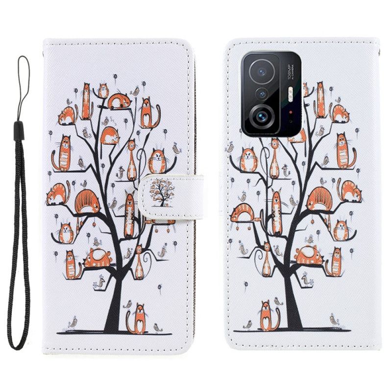 Lederhüllen Für Xiaomi Mi 11t / 11t Pro Funky Cats Riemchen