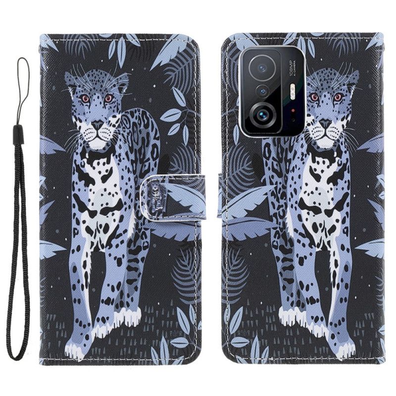 Lederhüllen Für Xiaomi Mi 11t / 11t Pro Leoparden-riemchen