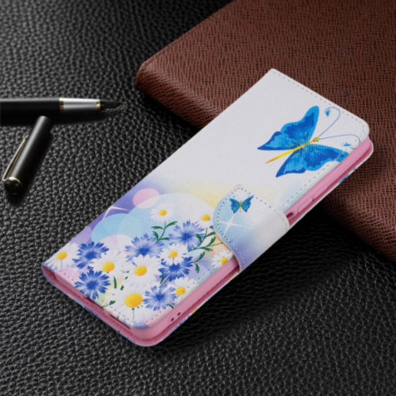 Lederhüllen Xiaomi Mi 11t / 11t Pro Bemalte Schmetterlinge Und Blumen