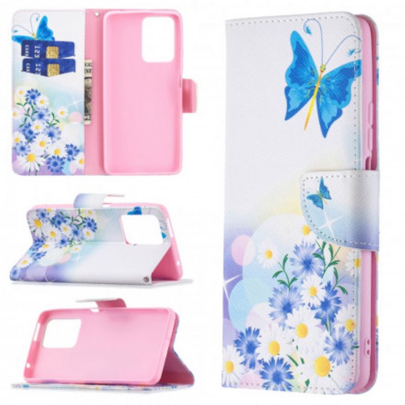 Lederhüllen Xiaomi Mi 11t / 11t Pro Bemalte Schmetterlinge Und Blumen