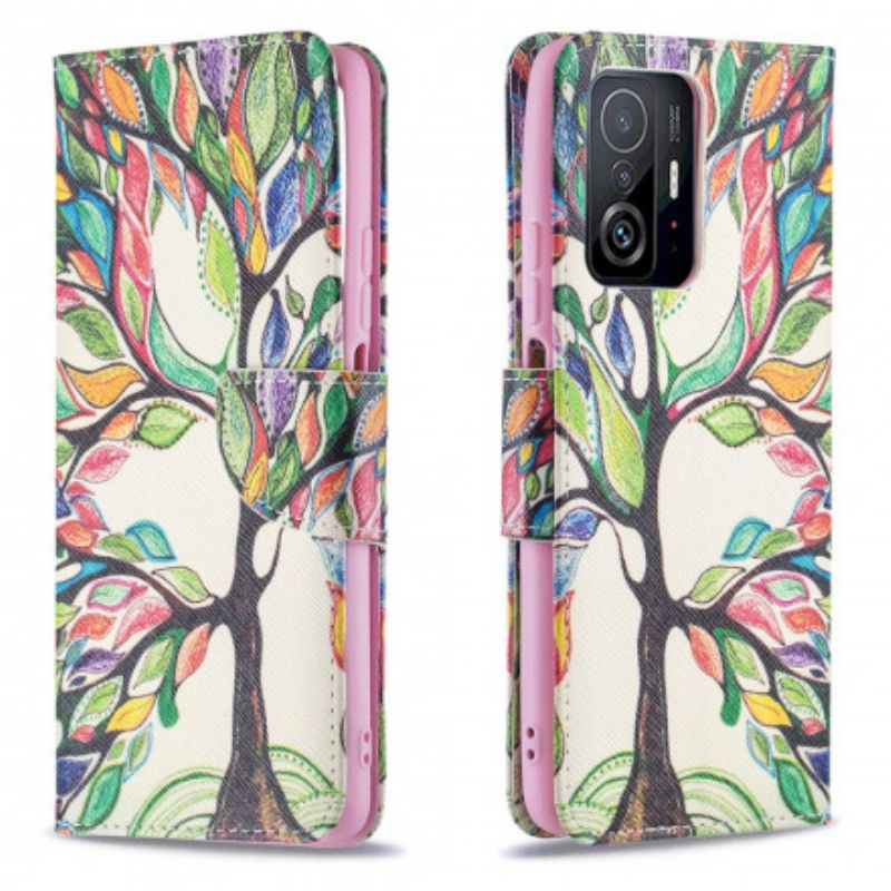 Lederhüllen Xiaomi Mi 11t / 11t Pro Farbiger Baum