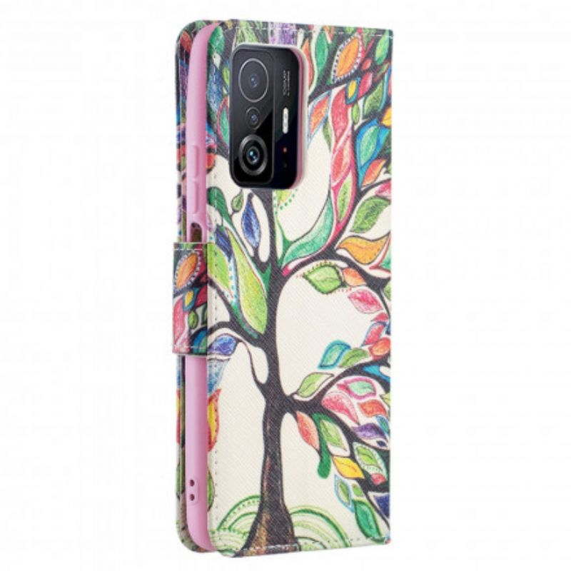 Lederhüllen Xiaomi Mi 11t / 11t Pro Farbiger Baum