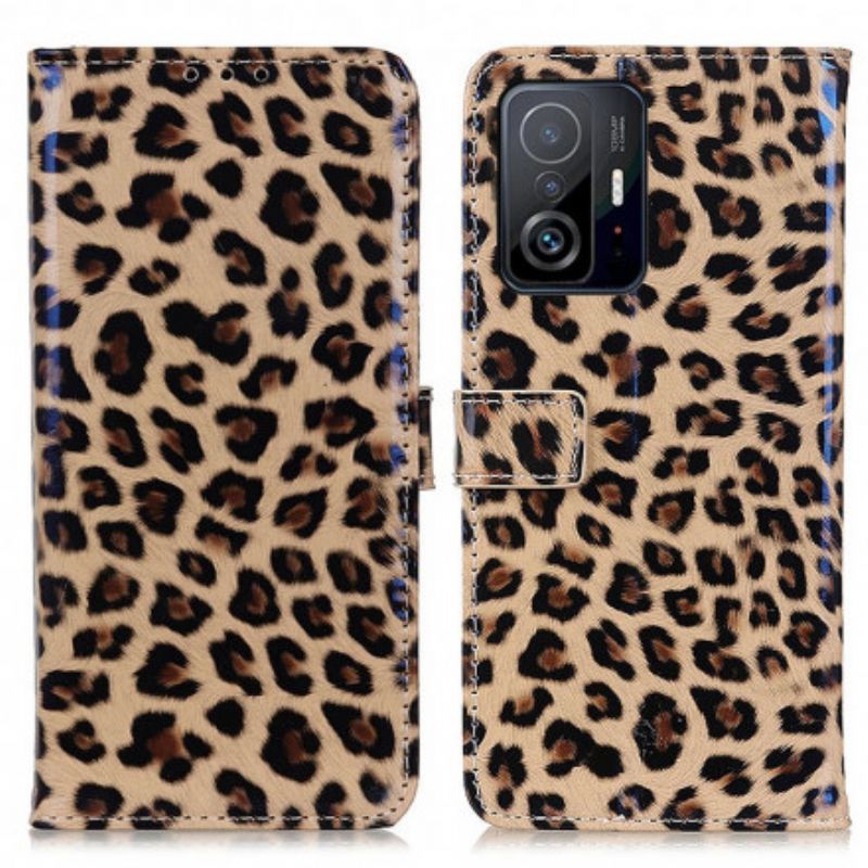 Lederhüllen Xiaomi Mi 11t / 11t Pro Handyhülle Einfacher Leopard