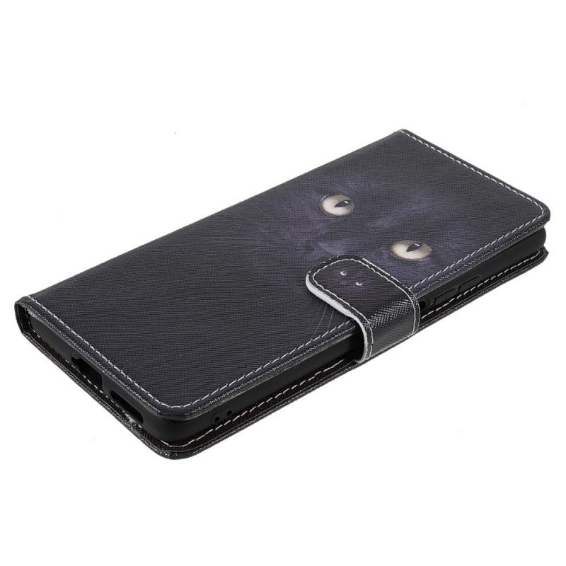 Lederhüllen Xiaomi Mi 11t / 11t Pro Handyhülle Schwarze Katzenaugen Mit Riemchen