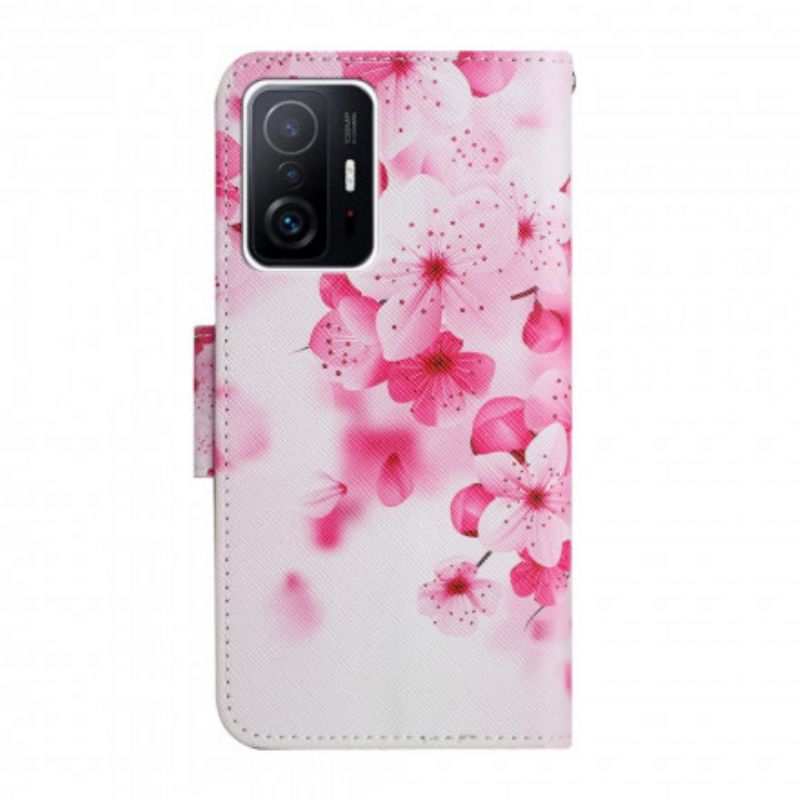 Lederhüllen Xiaomi Mi 11t / 11t Pro Rosa Blumen