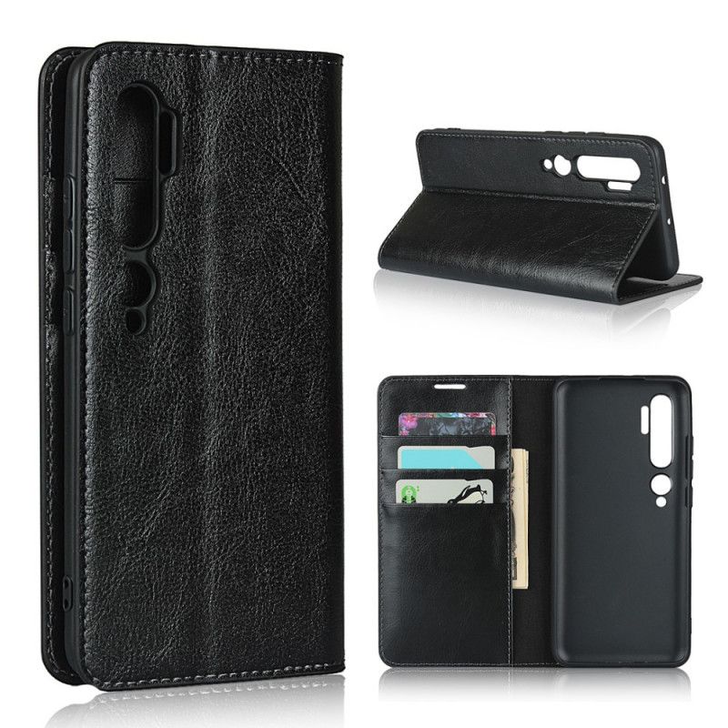 Flip Case Xiaomi Mi Note 10 / 10 Pro Schwarz Echtes Leder