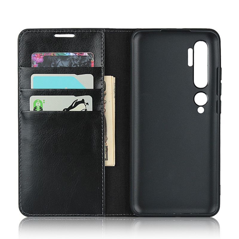 Flip Case Xiaomi Mi Note 10 / 10 Pro Schwarz Echtes Leder