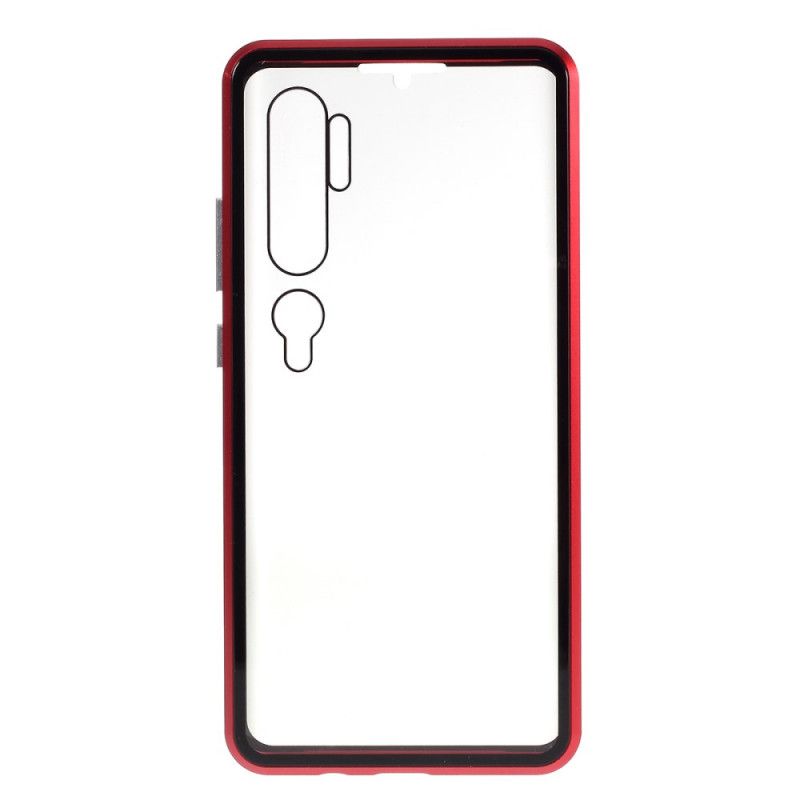 Hülle Für Xiaomi Mi Note 10 / 10 Pro Rot Metallkanten Und Gehärtetes Glas