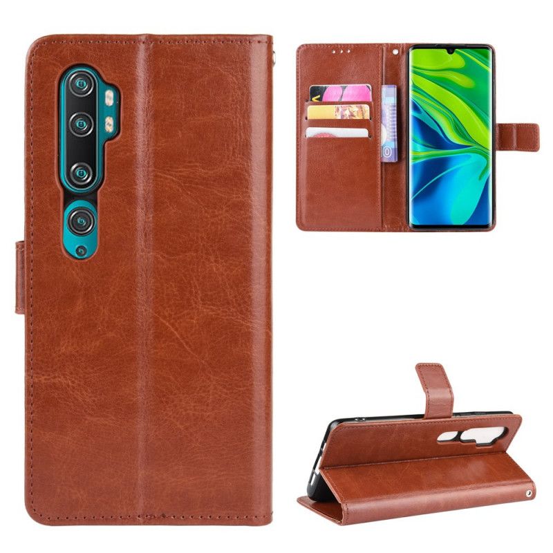 Lederhüllen Für Xiaomi Mi Note 10 / 10 Pro Schwarz Auffälliges Kunstleder