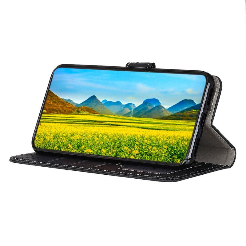 Lederhüllen Für Xiaomi Mi Note 10 / 10 Pro Schwarz Vintage Krokodilleder