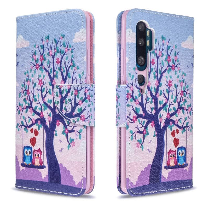 Lederhüllen Xiaomi Mi Note 10 / 10 Pro Eulen Auf Der Schaukel