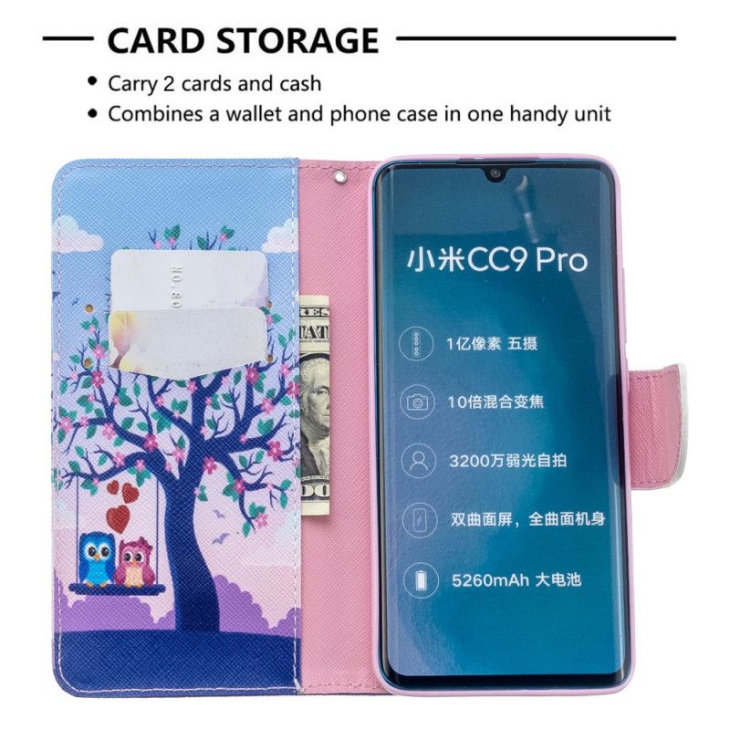 Lederhüllen Xiaomi Mi Note 10 / 10 Pro Eulen Auf Der Schaukel