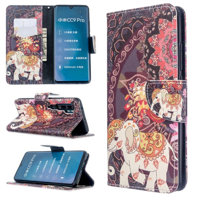Lederhüllen Xiaomi Mi Note 10 / 10 Pro Handyhülle Indische Elefanten