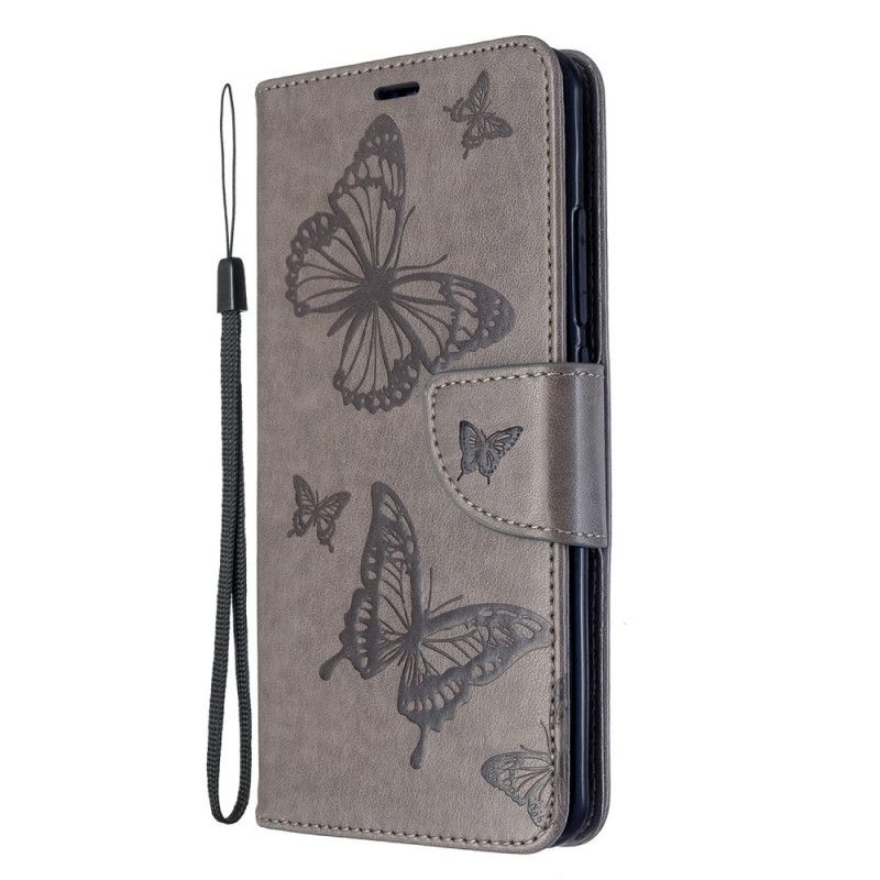 Lederhüllen Xiaomi Mi Note 10 / 10 Pro Magenta Bedruckte Schmetterlinge Mit Tanga