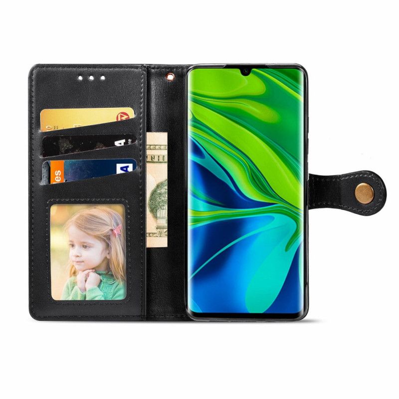 Lederhüllen Xiaomi Mi Note 10 / 10 Pro Schwarz Litschi Hut Prinz Leder Stil