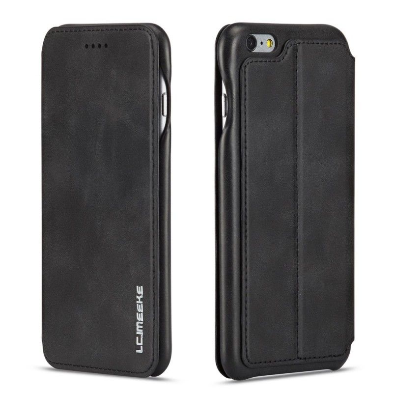 Flip Case iPhone 6 / 6S Plus Schwarz Lc.Imeeke Ledereffekt