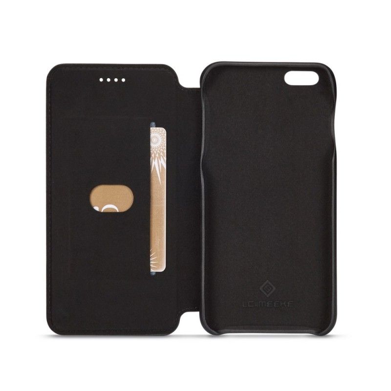 Flip Case iPhone 6 / 6S Plus Schwarz Lc.Imeeke Ledereffekt