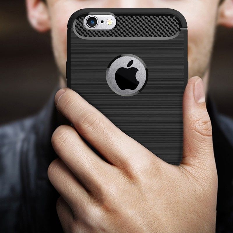 Hülle iPhone 6 / 6S Plus Schwarz Gebürstete Kohlefaser