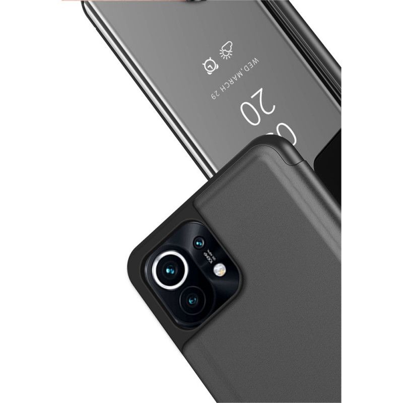 Ansichtsabdeckung Xiaomi Mi 11 Schwarz Spiegel Und Kunstleder