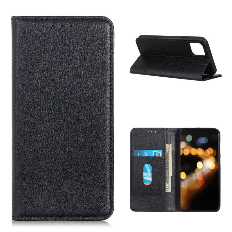 Flip Case Für Xiaomi Mi 11 Schwarz Elegantes Geteiltes Litschileder