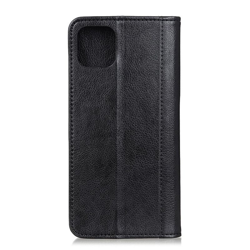 Flip Case Für Xiaomi Mi 11 Schwarz Geteilte Litschilederversion