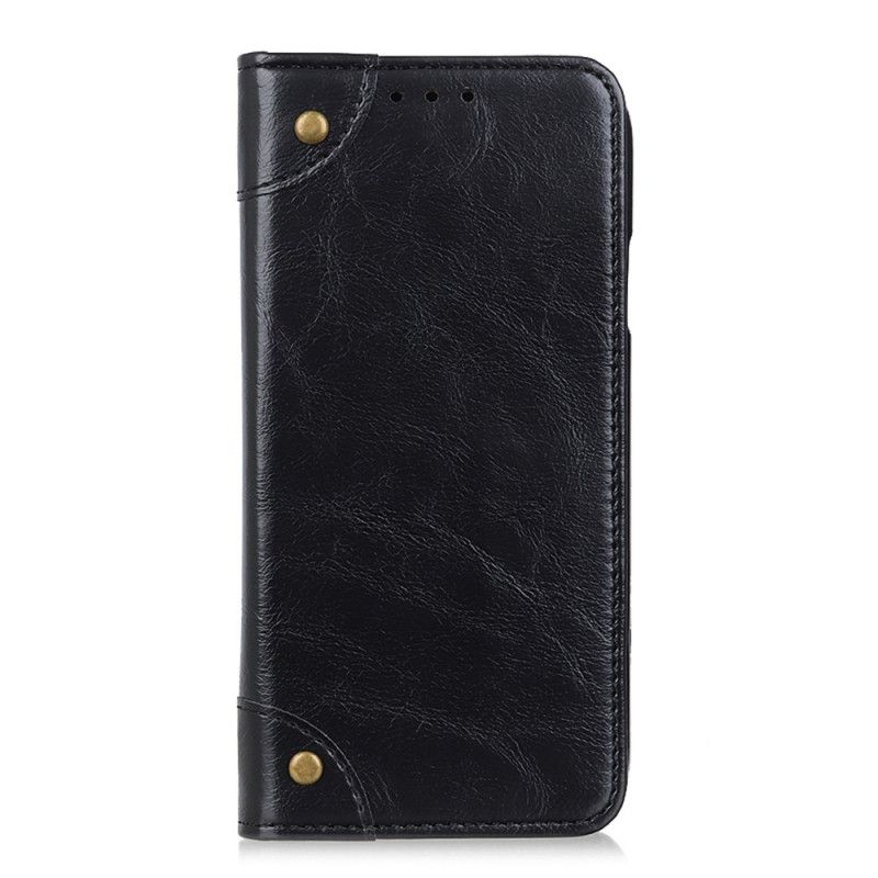 Flip Case Xiaomi Mi 11 Schwarz Nieten Im Vintage-Lederstil