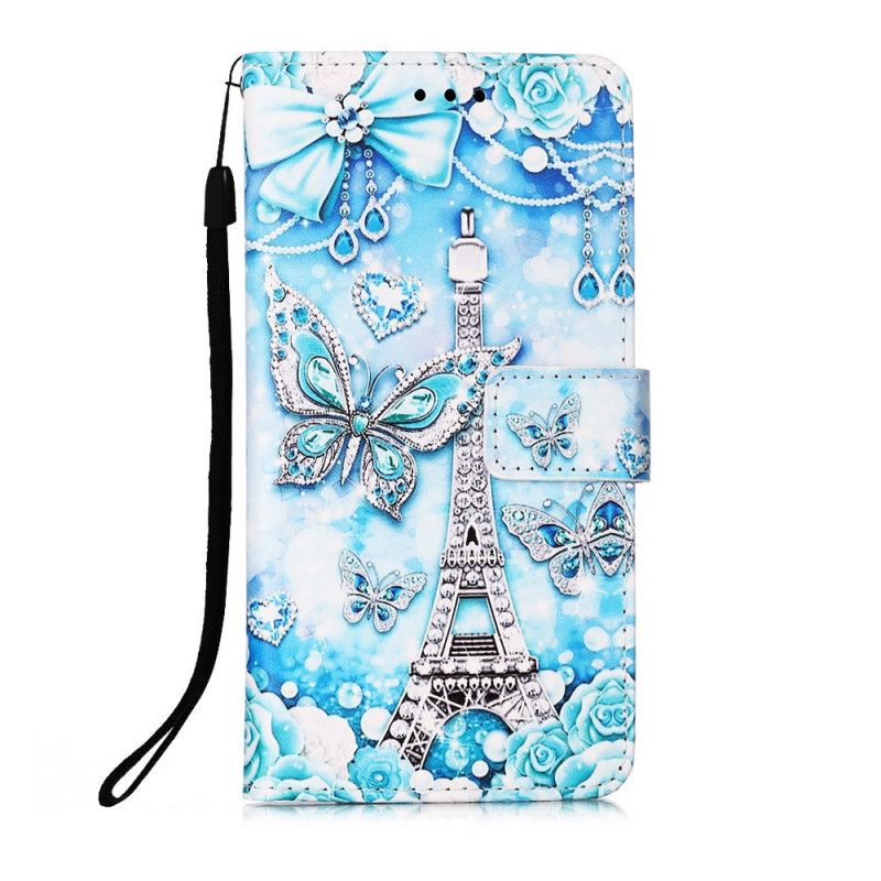 Lederhüllen Für Xiaomi Mi 11 Eiffelturm-Schmetterlingsband