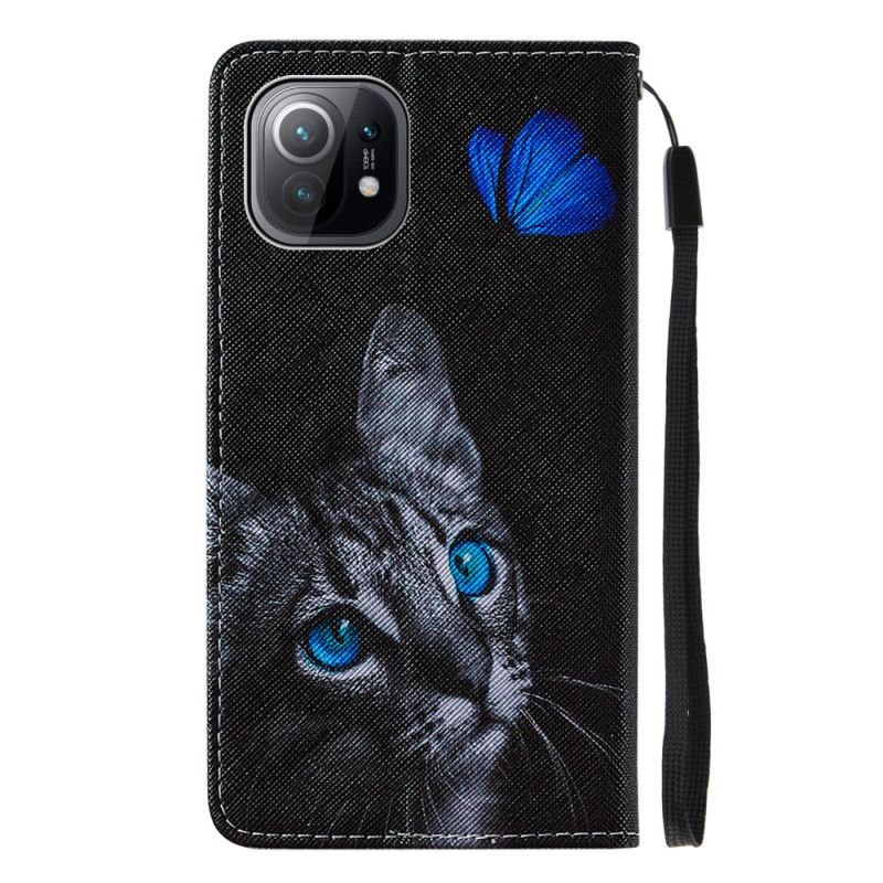 Lederhüllen Xiaomi Mi 11 Katze Und Blauer Schmetterling