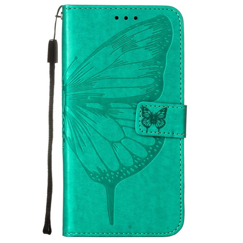 Lederhüllen Xiaomi Mi 11 Schwarz Designer-Schmetterling Mit Riemen