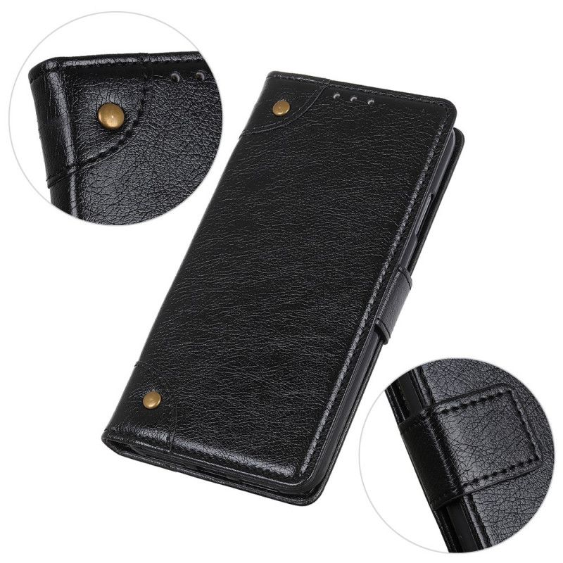 Lederhüllen Xiaomi Mi 11 Schwarz Vintage Nieten Nappaleder Stil