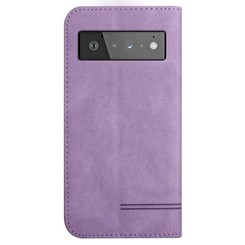 Flip Case Google Pixel 6 Linienmuster In Lederoptik