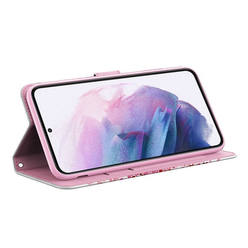 Lederhüllen Google Pixel 6 Handyhülle Rosa Baum Und Schwarze Katze