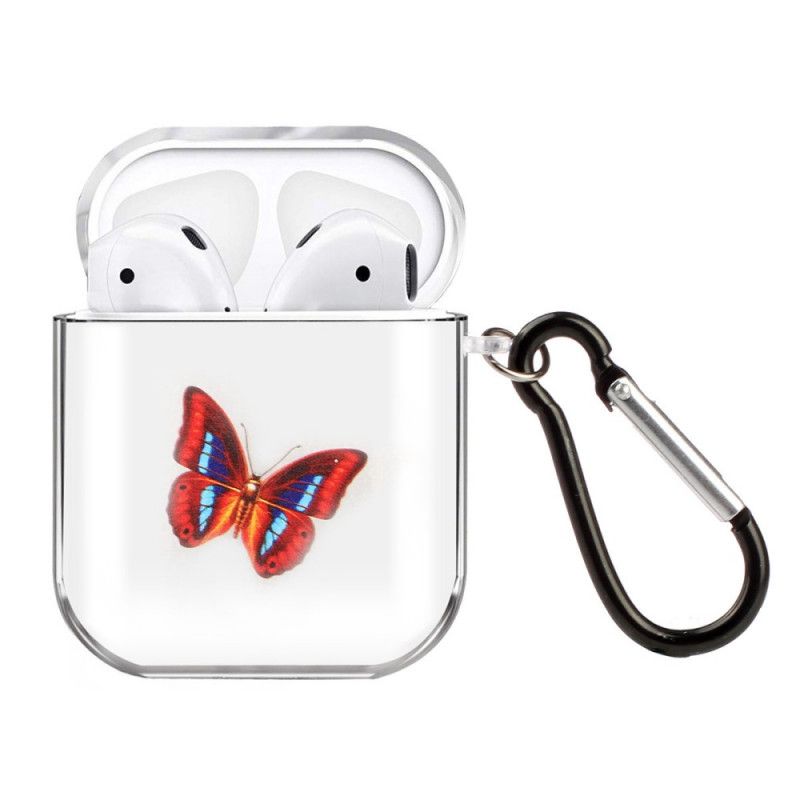 Hülle AirPods Rot Transparente Silikonschmetterlingsserie