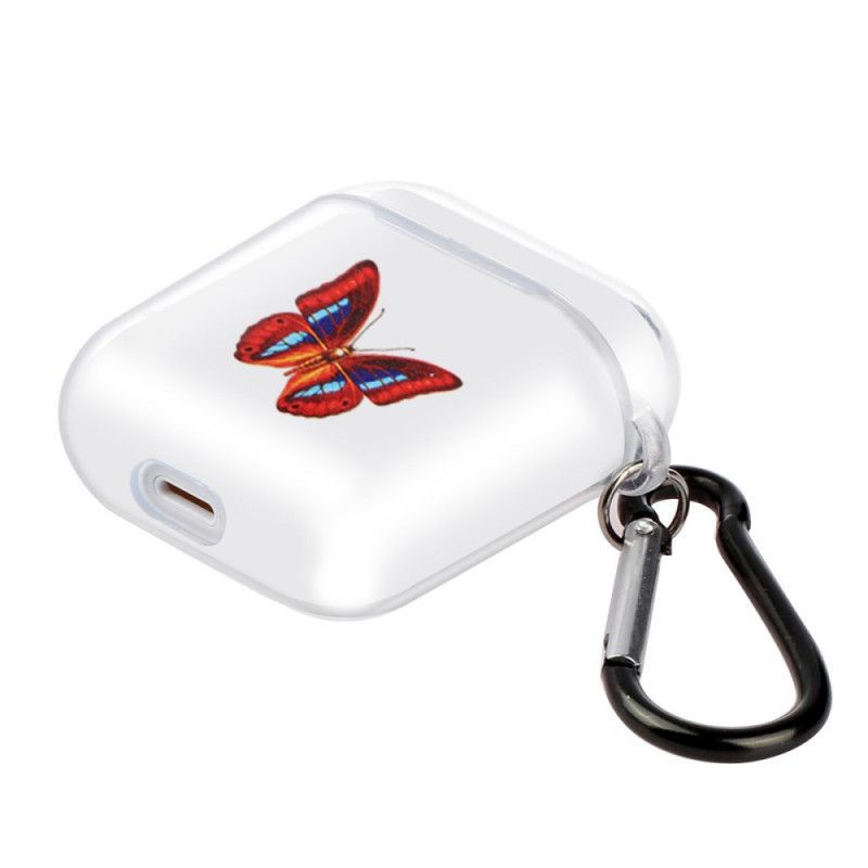 Hülle AirPods Rot Transparente Silikonschmetterlingsserie