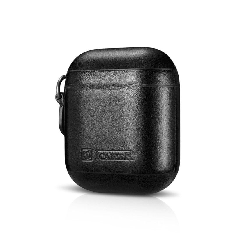 Hülle AirPods Schwarz Echtes Leder Mit Icarer Armband