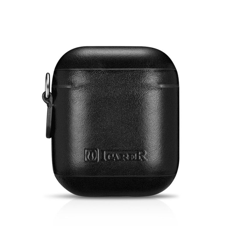 Hülle AirPods Schwarz Echtes Leder Mit Icarer Armband