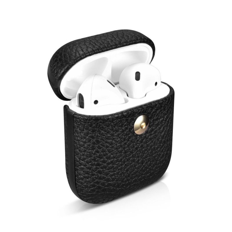 Hülle AirPods Schwarz Echtes Luxus-Ikar-Leder