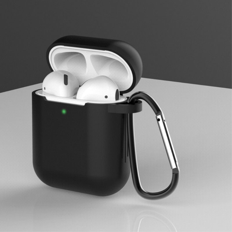 Hülle AirPods Schwarz Silikon Mit Karabiner