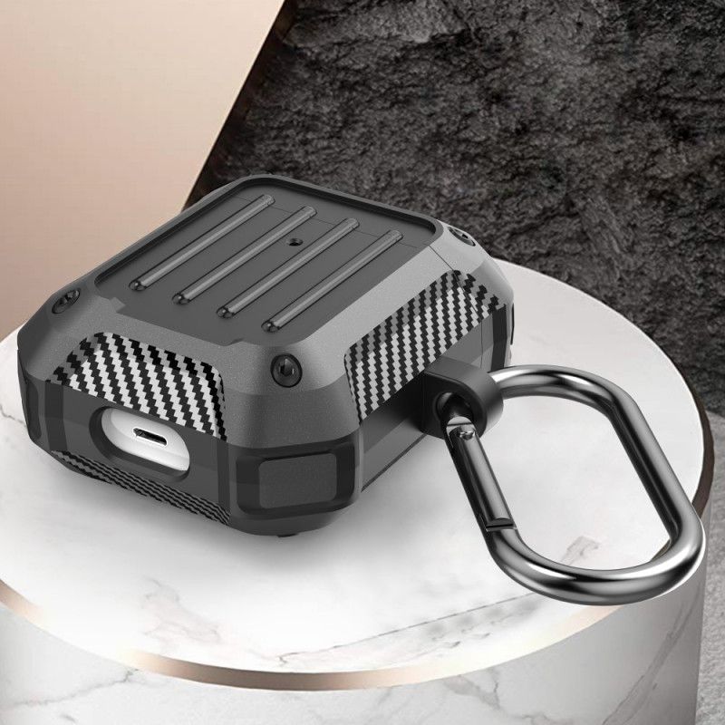 Hülle AirPods Schwarz Super Beständig Mit Wiwu-Karabiner