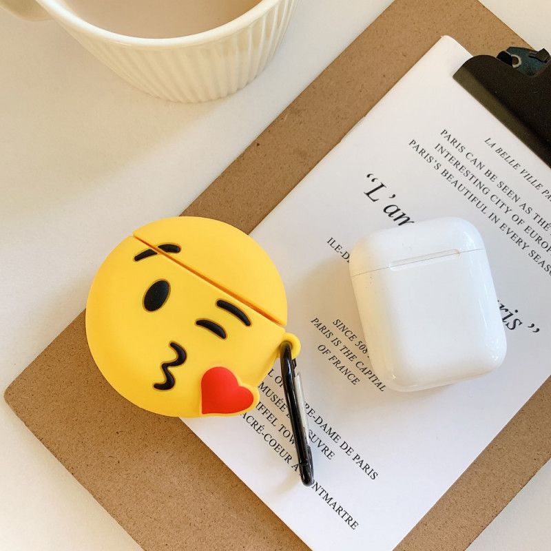 Hülle AirPods Weiß Emoji Mit Karabiner