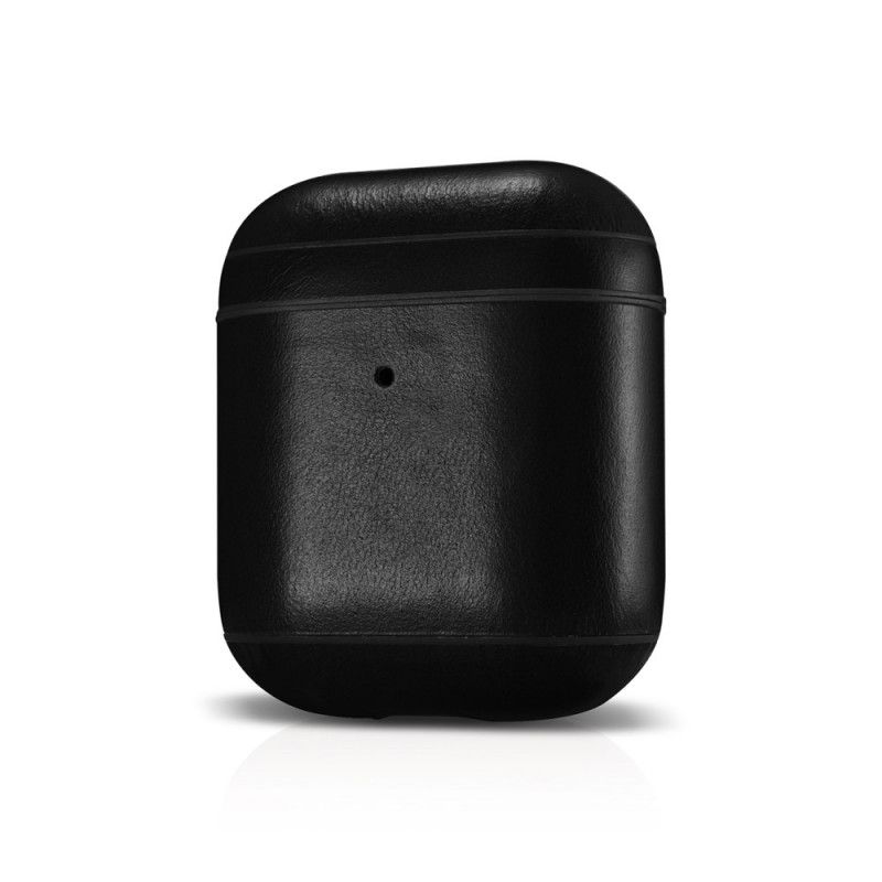 Hülle Für AirPods Schwarz Echtes Icarer Leder