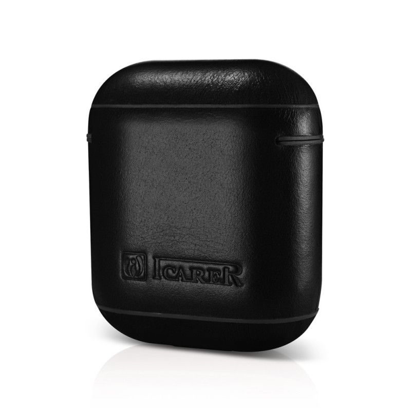 Hülle Für AirPods Schwarz Echtes Icarer Leder