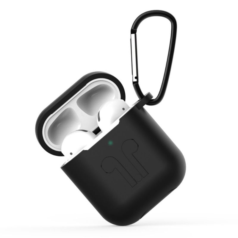 Hülle Für AirPods Schwarz Kopfhörerdesign Mit Karabiner