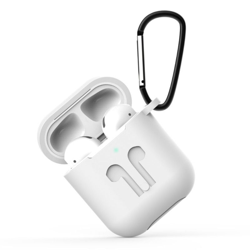 Hülle Für AirPods Schwarz Kopfhörerdesign Mit Karabiner