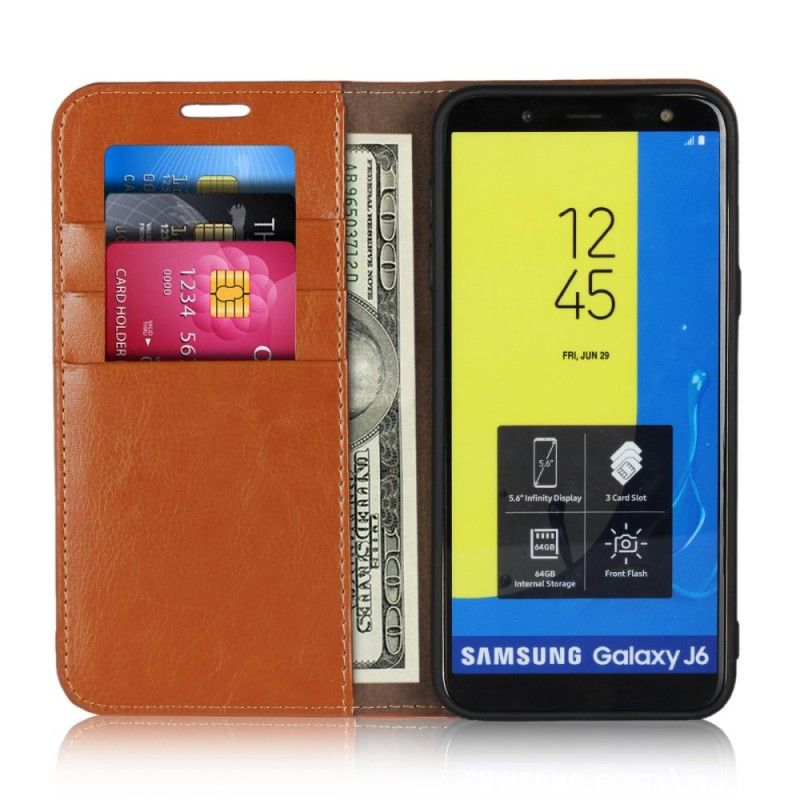 Flip Case Samsung Galaxy J6 Schwarz Altes Kunstleder