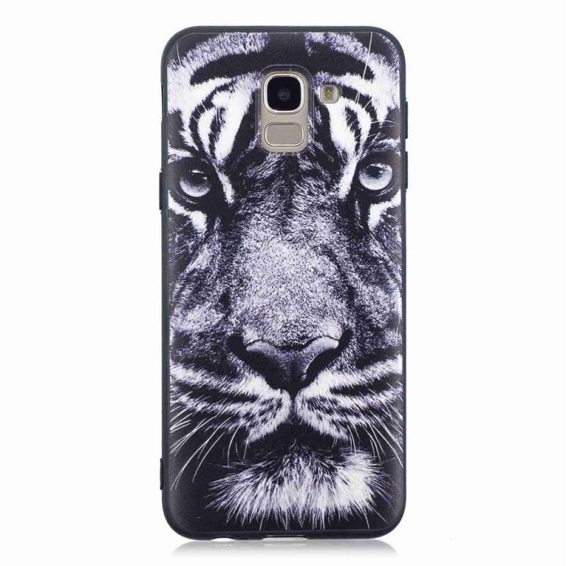 Hülle Für Samsung Galaxy J6 Schwarzweiss-Tiger