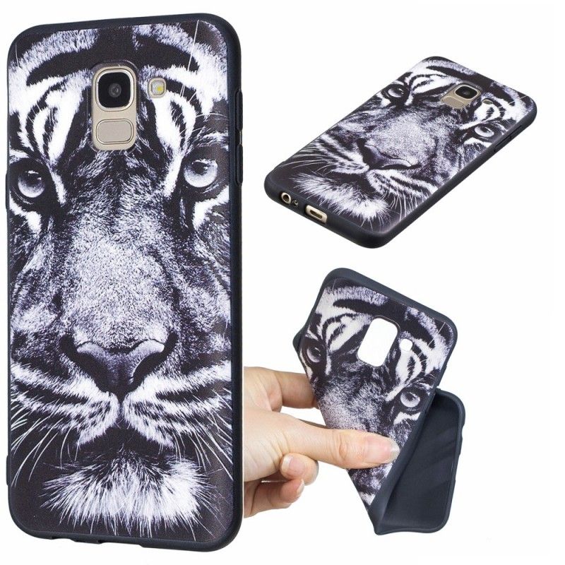 Hülle Für Samsung Galaxy J6 Schwarzweiss-Tiger