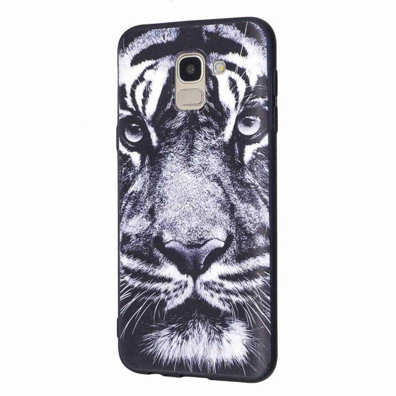 Hülle Für Samsung Galaxy J6 Schwarzweiss-Tiger
