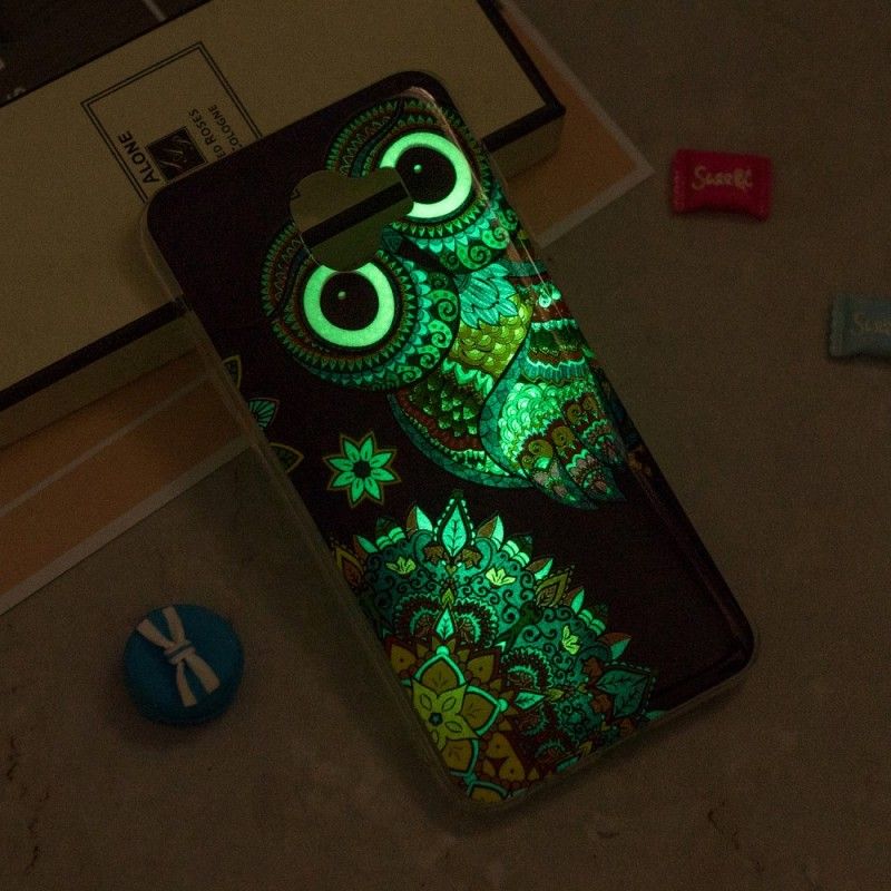 Hülle Samsung Galaxy J6 Fluoreszierende Mandala-Eule