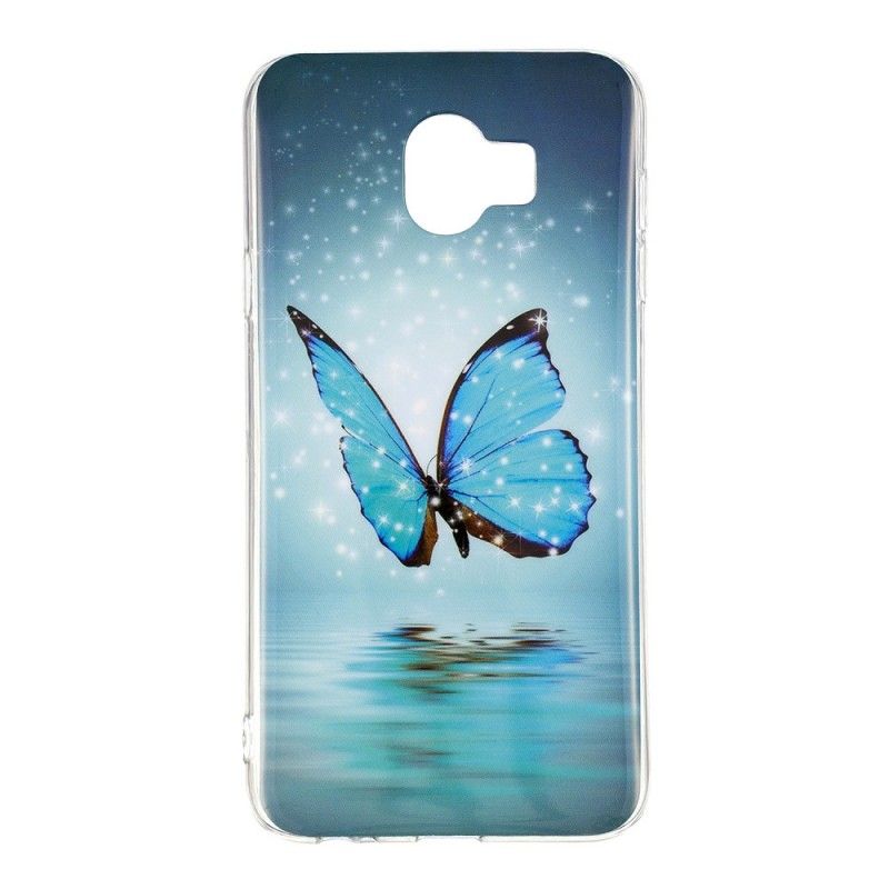 Hülle Samsung Galaxy J6 Fluoreszierender Blauer Schmetterling